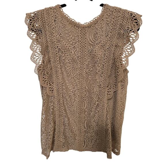 Able & Gauge Tops - Able and Gauge Brown Lace Dress Tank Top Shirt Women's Size Large